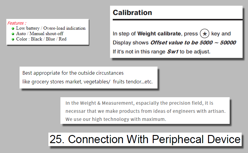 Examples from weighing instrument manufacturers' websites or user manuals