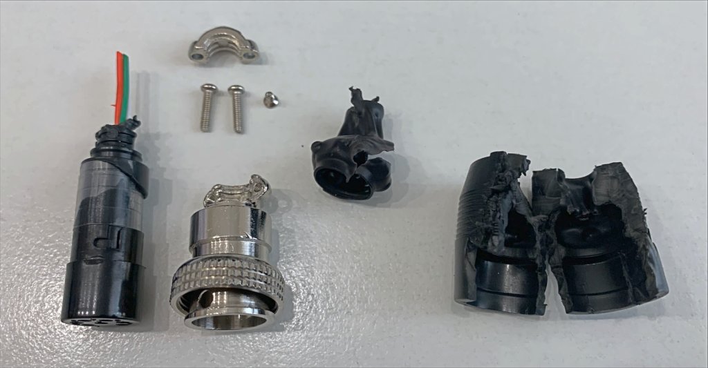 Completely disassembled GX16 connector